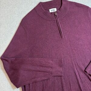 DXL HB Mens 3XL Burgundy Red 1/4 Zip Cotton Knit Pullover Sweater